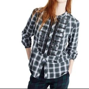 J Crew Embellished Button Up Tartan Shirt Size XS